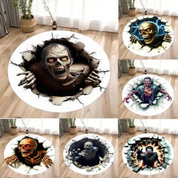 3D Halloween Horror Circular Carpet Doomsday Zombie Carpet Suitable for Bedroom Area Carpet Living Room Home Decoration Gifts