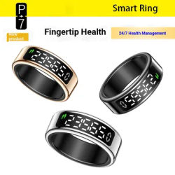 Bague Intelligente P+7 pour Téléphones Android et iOS, Moniteur de Condition Physique, Suivi du Rythme Cardiaque, Anneau Connecté avec Affichage SY01