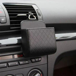 1 pièce Sac de rangement pour voiture, sac à débris pour grille d'aération, pour téléphone portable, clés, lunettes de soleil, organisateur suspendu en cuir pour tableau de bord