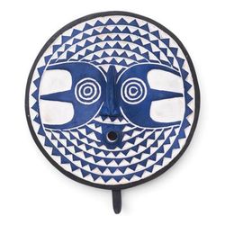 'Ocean-Inspired Ceramic-Accented Wood Sea Guardian Wall Mask'