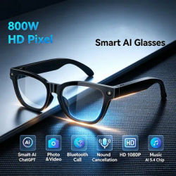 Lunettes intelligentes IA, lunettes de traduction IA, enregistrement photo et vidéo, caméra 800W pixels, appels Bluetooth 5.4, lunettes de soleil intelligentes étanches