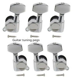 B72ABG – jeu de 6 chevilles d'accordage chromées/noires pour guitare acoustique, 3L3R, pour guitares électriques B