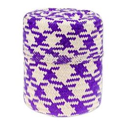 'Handwoven Eco-Friendly Natural Fiber Basket with Lapis Hues'