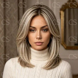 150 Density Soft 13x4 Lace Front Wig Highlight Blond straight 100% Human Hair with Baby Hair Pre-Plucked