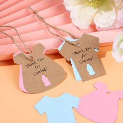 50PCS Thank You For Coming Baby Shower Hanging Tags Feeding Bottle Feet Pattern Packing Labels Christening Party Supplies Gift