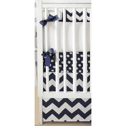 New Arrivals Zig Zag Navy 3 Piece Baby Crib Bedding Set