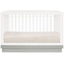 Babyletto Harlow 3-in-1 Convertible Crib In White Finish, Grey Base and Acrylic Slats