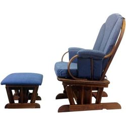 Shermag Glider Rocker and Ottoman - Corduroy Blue
