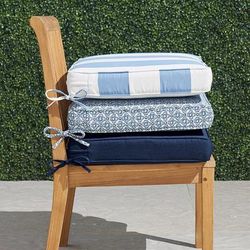 Double-piped Outdoor Chair Cushion - Standard, Gingko, 23-1/2"W x 19"D - Frontgate
