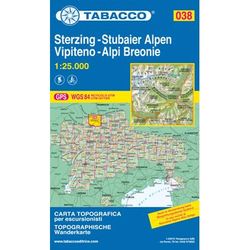 Tabacco Carta N.038 Vipiteno, Alpi Breonie - 1:25.000