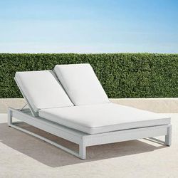 Palermo Double Chaise Lounge in White Wicker - Standard, Rain Aruba - Frontgate