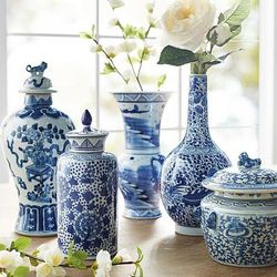 Blue Ming Ceramic Collection - Small Lidded Apothecary Jar - Frontgate