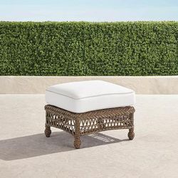 Hampton Ottoman in Driftwood Wicker - Standard, Indigo - Frontgate