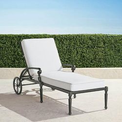 Carlisle Chaise Lounge with Cushions in Slate Finish - Standard, Cara Stripe Air Blue - Frontgate