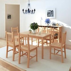 vidaXL Set da Pranzo 7 pz in Legno di Pino