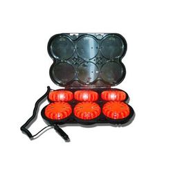 Powerflare Rechargeable PF-200R Safety Light Kit Pack of 6 Units w/ CR123 Battery Red/Blue LED Orange Shell PF6P-210R-RB-O