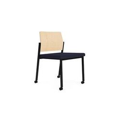 Avon Plywood Back / Fabric Seat Stackable Armless Chair on Casters - Standard Fabric or