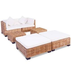 vidaXL Set Divano 16 pz in Rattan Naturale