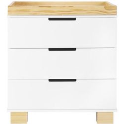 Babyletto Modo 3-Drawer Changer Dresser, KD w/Removable Changing Tray in White/Natural