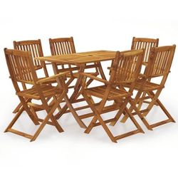 vidaXL Set da Pranzo da Giardino 7 pz Pieghevole in Massello di Acacia