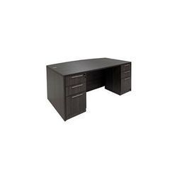 Charcoal Bow Front Conference Desk w/6 Drawers