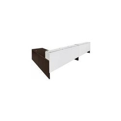 Emerge Glass Top L-Shaped 2-Person Reception Desk w/Drawers & LED Lights - 142"W