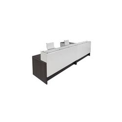 Emerge Glass Top L-Shaped 2-Person Reception Desk w/Drawers & LED Lights - 132"W