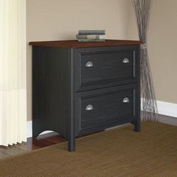 Stanford Lateral File in Antique Black/Hansen Cherry - Bush Furniture WC53984-03