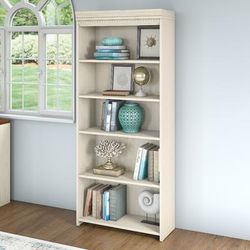 Fairview 5 shelf Bookcase in Antique White - Bush Furniture WC53265-03