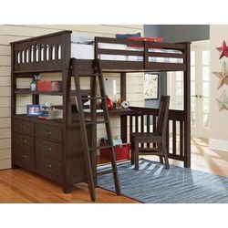 Highlands Full Loft Bed w/ Desk Espresso - Hillsdale 11080ND