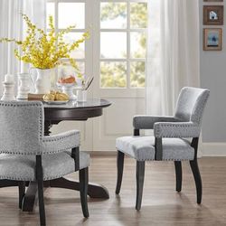 Madison Park Dawson Arm Dining Chair in Grey - Olliix MP100-0043