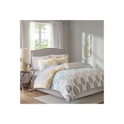 Madison Park Essentials Central Park Cal King Complete Comforter & Cotton Sheet Set in Yellow/Aqua - Olliix MPE10-390