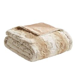 "Madison Park Zuri 60x70" Oversized Faux Fur Throw in Sand - Olliix MP50-4813"