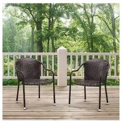 Palm Harbor 2Pc Outdoor Wicker Stackable Chair Set Brown - 2 Stackable Chairs - Crosley CO7137-BR