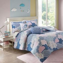 Urban Habitat Kids Cloud Twin/Twin XL Cotton Printed Comforter Set in Blue - Olliix UHK10-0017