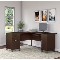 Somerset 60W L Shaped Desk in Mocha Cherry - Bush Furniture WC81830K