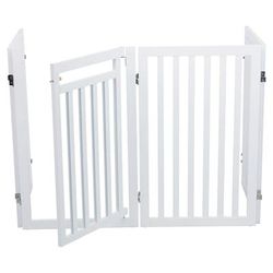 Dog Barrier Four Panel White Gate, 80"-20" L x 2" W x 31.5" H, Regular