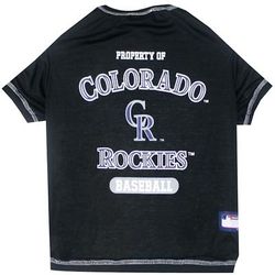 MLB National League West T-Shirt for Dogs, X-Large, Colorado Rockies, Black