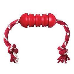 Dental w/Rope Dog Toy, Small, Red