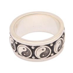 Peace Be With You,'Sterling Silver Yin and Yang Band Ring from Bali'