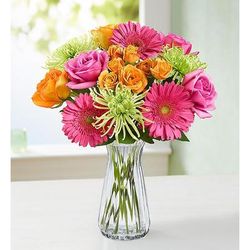 1-800-Flowers Seasonal Gift Delivery Vibrant Blooms Bouquet W/ Clear Vase | Happiness Delivered To Their Door