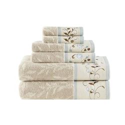 Serene Embroidered Cotton Jacquard 6 Piece Towel Set - Madison Park MP73-6090