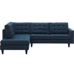 Empress 2 Piece Upholstered Fabric Left Facing Bumper Sectional EEI-2798-AZU