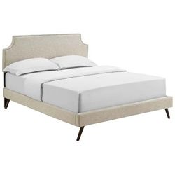 Corene Queen Fabric Platform Bed with Round Splayed Legs MOD-5947-BEI