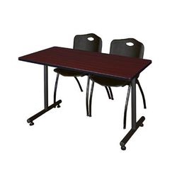 "48" x 30" Kobe Training Table in Mahogany & 2 "M" Stack Chairs in Black - Regency MKTRCT4830MH47BK"