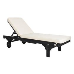 Newport Chaise Lounge Chair w/ Side Table in Black/White - Safavieh PAT7022G