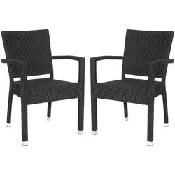 Kelda Stacking Arm Chair in Black (Set of 2) - Safavieh PAT4004A-SET2