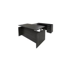 Charcoal Adjustable Height Rectangular Front U-Shaped Desk