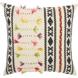 Mina Victory Life Styles Textured Patterns Cream Throw Pillow - Nourison NS895