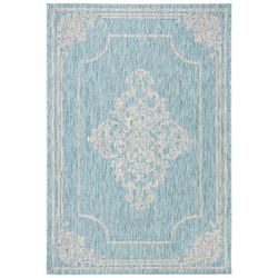 "Courtyard Collection 4' X 5'-7" Rug in Aqua And Grey - Safavieh CY8212-37121-4"